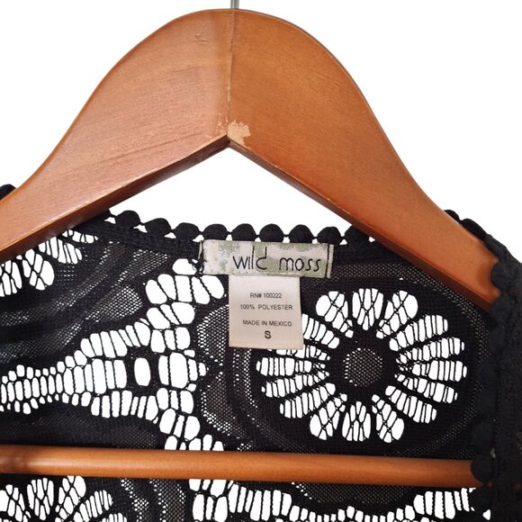 Wild Moss Black Lace Kimono Duster Cardigan Size S - Picture 6 of 7